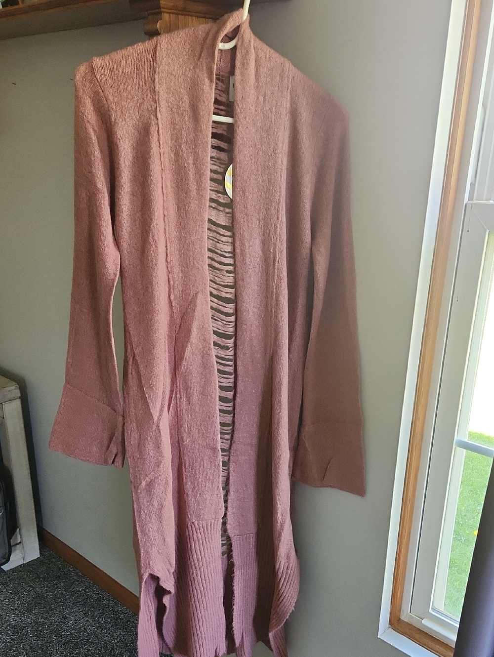 Hayden Long Open-Front Cardigan in Dusty Rose